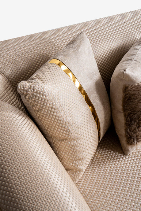 Vega Sofa, Loveseat, and Chair Set with Textured Upholstery and Gold Accents view 20