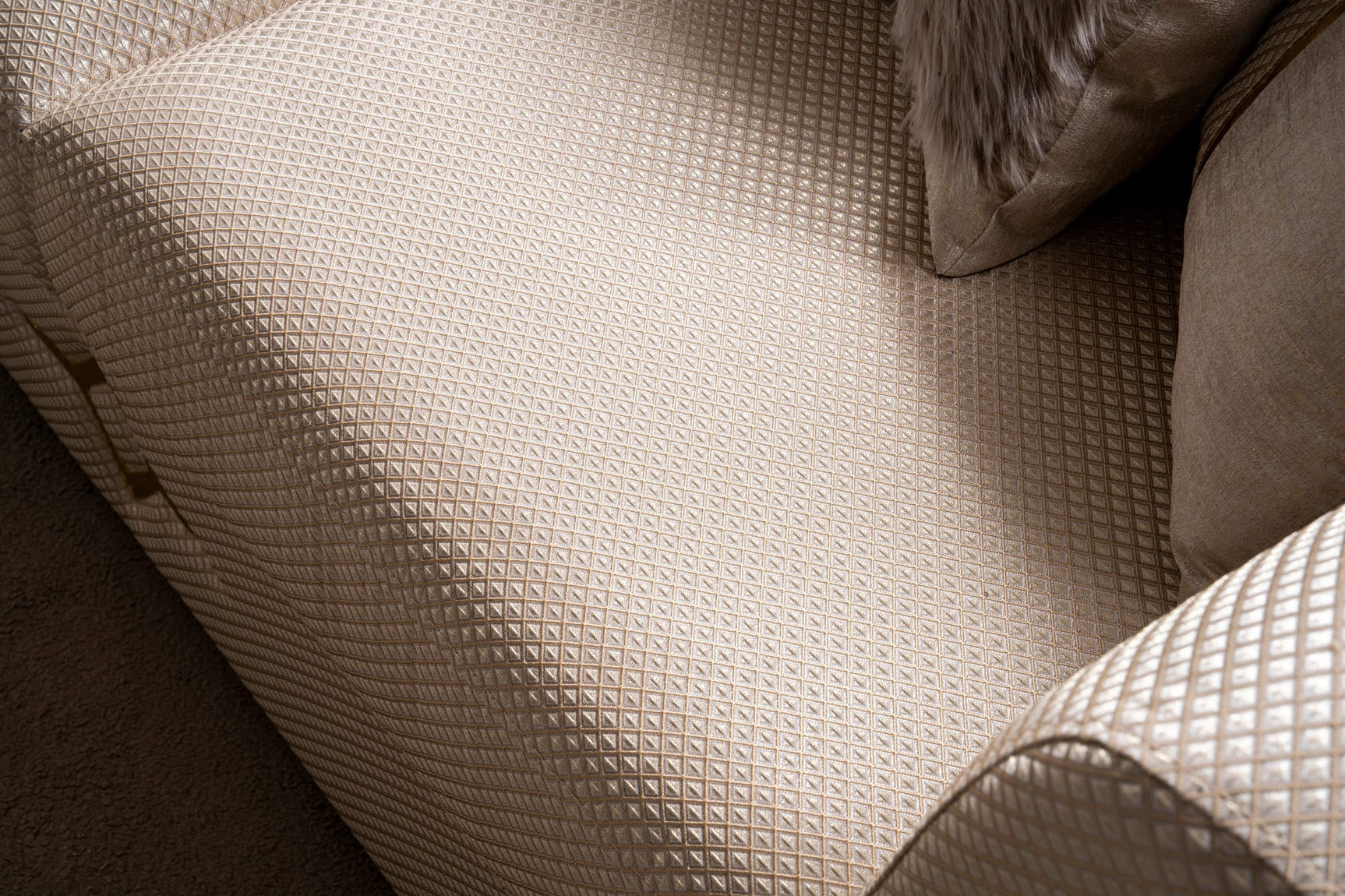 Vega Sofa, Loveseat, and Chair Set with Textured Upholstery and Gold Accents view 22