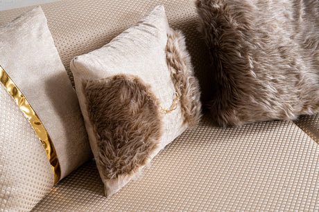 Vega Sofa, Loveseat, and Chair Set with Textured Upholstery and Gold Accents view 23