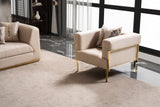 Vega Sofa, Loveseat, and Chair Set with Textured Upholstery and Gold Accents view 25