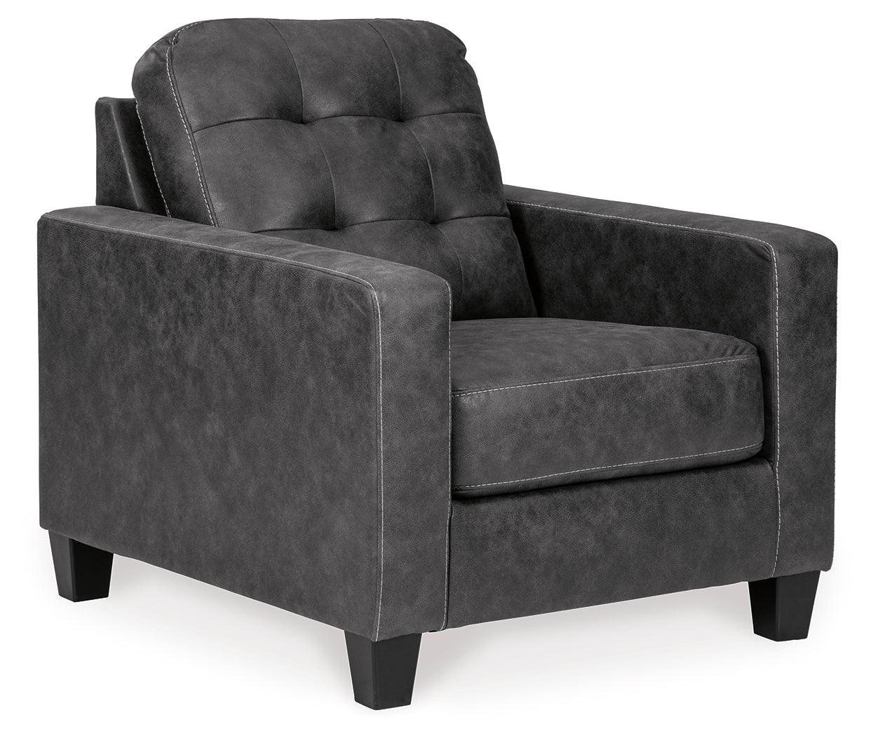 Venaldi Gunmetal Chair And Ottoman - Ella Furniture