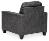 Venaldi Gunmetal Chair And Ottoman - Ella Furniture