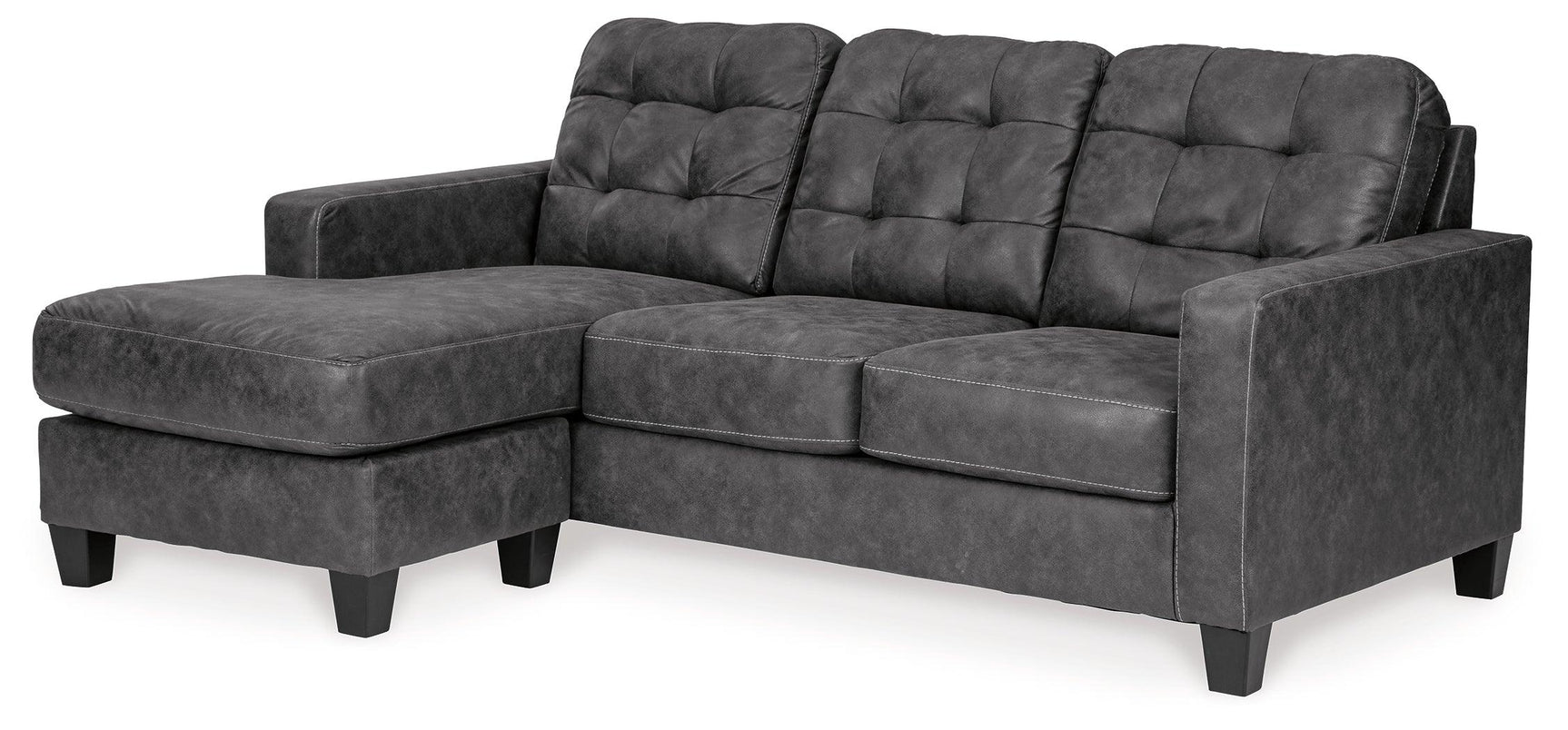 Venaldi Gunmetal Sofa Chaise, Chair, And Ottoman - Ella Furniture