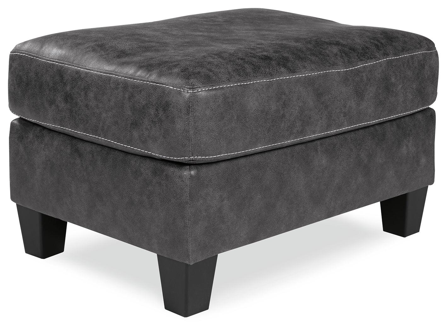 Venaldi Gunmetal Sofa Chaise, Chair, And Ottoman - Ella Furniture