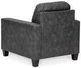 Venaldi Gunmetal Sofa Chaise, Chair, And Ottoman - Ella Furniture