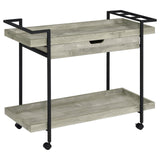 Ventura 2-Tier Bar Cart With Storage Drawer Grey Driftwood 181005 - Ella Furniture