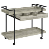 Ventura 2-Tier Bar Cart With Storage Drawer Grey Driftwood 181005 - Ella Furniture