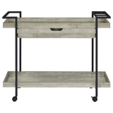 Ventura 2-Tier Bar Cart With Storage Drawer Grey Driftwood 181005 - Ella Furniture