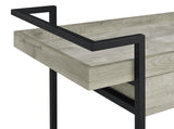 Ventura 2-Tier Bar Cart With Storage Drawer Grey Driftwood 181005 - Ella Furniture