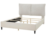 Violet White Modern Solid Wood Velvet Upholstered Queen Bed - Ella Furniture