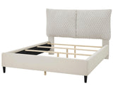 Violet White Modern Solid Wood Velvet Upholstered Queen Bed - Ella Furniture