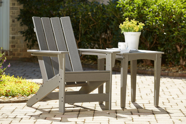 Visola Gray Outdoor Adirondack Chair And End Table - Ella Furniture