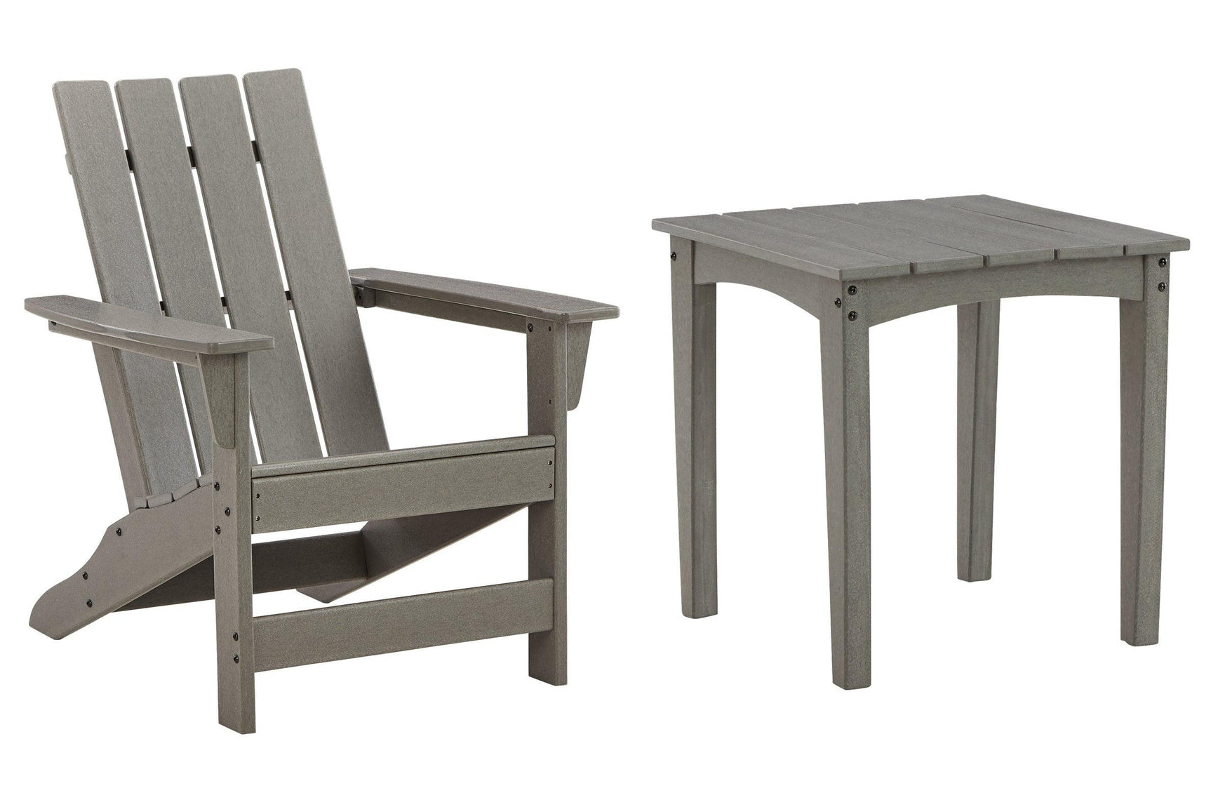 Visola Gray Outdoor Adirondack Chair And End Table - Ella Furniture