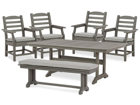 Visola Gray Outdoor Dining Table And 4 Chairs And Bench - Ella Furniture