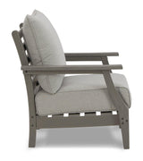 Visola Gray Outdoor Loveseat And 2 Chairs With Coffee Table - Ella Furniture