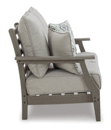 Visola Gray Outdoor Loveseat And 2 Chairs With Coffee Table - Ella Furniture