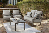 Visola Gray Outdoor Loveseat And 2 Lounge Chairs With Coffee Table - Ella Furniture