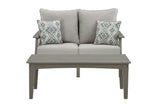 Visola Gray Outdoor Loveseat With Coffee Table - Ella Furniture
