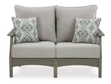 Visola Gray Outdoor Loveseat With Coffee Table - Ella Furniture