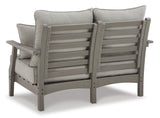 Visola Gray Outdoor Loveseat With Coffee Table - Ella Furniture