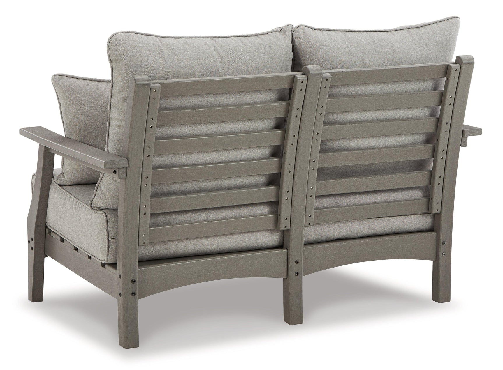 Visola Gray Outdoor Loveseat With Coffee Table - Ella Furniture