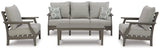 Visola Gray Outdoor Sofa And 2 Chairs With Coffee Table - Ella Furniture