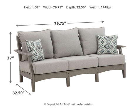 Visola Gray Outdoor Sofa And 2 Lounge Chairs With Coffee Table And 2 End Tables - Ella Furniture