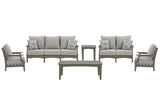 Visola Gray Outdoor Sofa And Loveseat With 2 Lounge Chairs And End Table - Ella Furniture