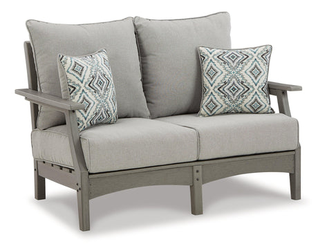 Visola Gray Outdoor Sofa And Loveseat With 2 Lounge Chairs And End Table - Ella Furniture