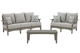 Visola Gray Outdoor Sofa And Loveseat With Coffee Table - Ella Furniture