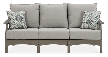Visola Gray Outdoor Sofa With Coffee Table - Ella Furniture