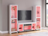 Brollevi White TV Stand 59" w Fireplace LED Lights