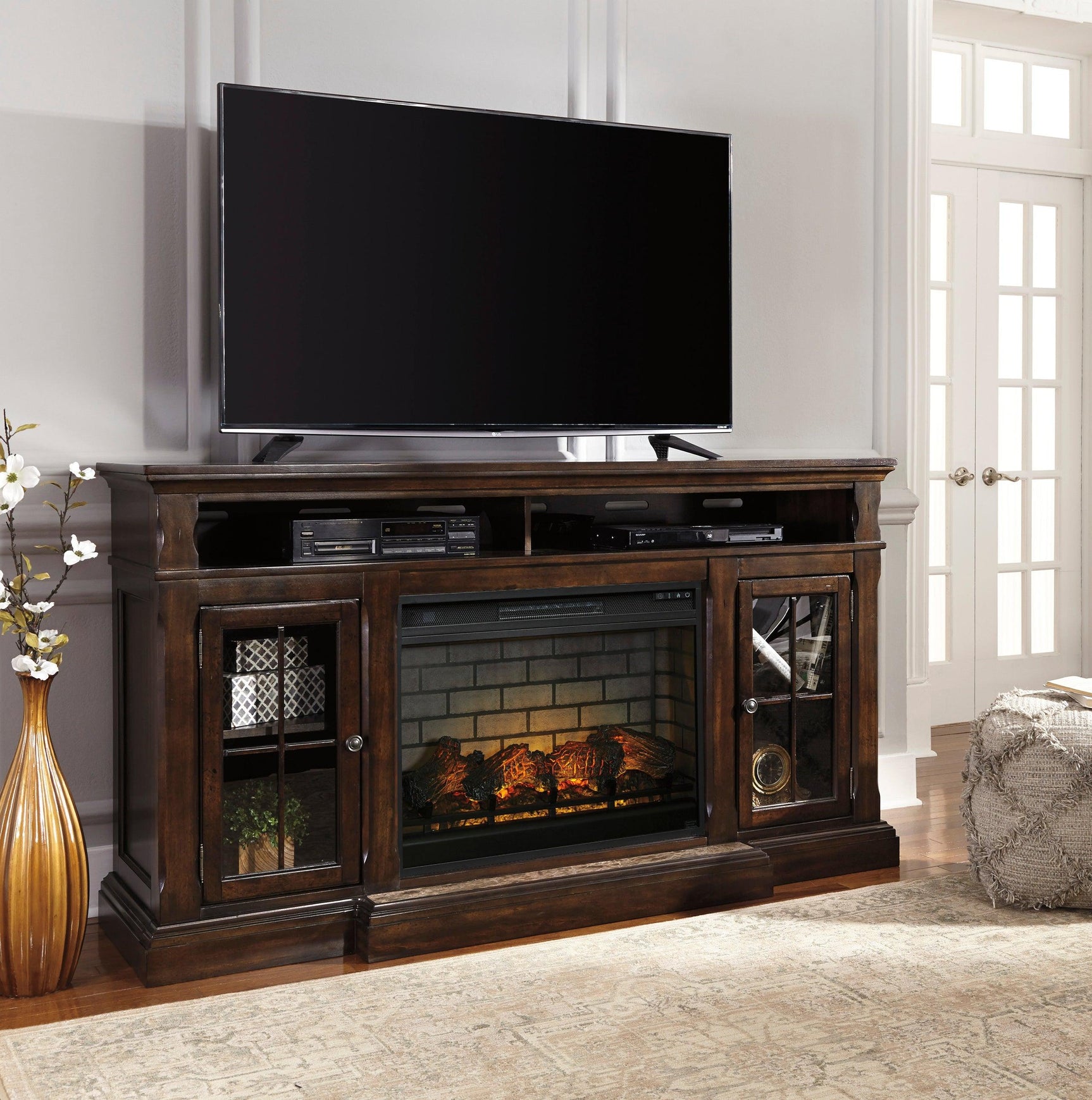 W701-88 Tv Stand W/fireplace 72"L - Ella Furniture