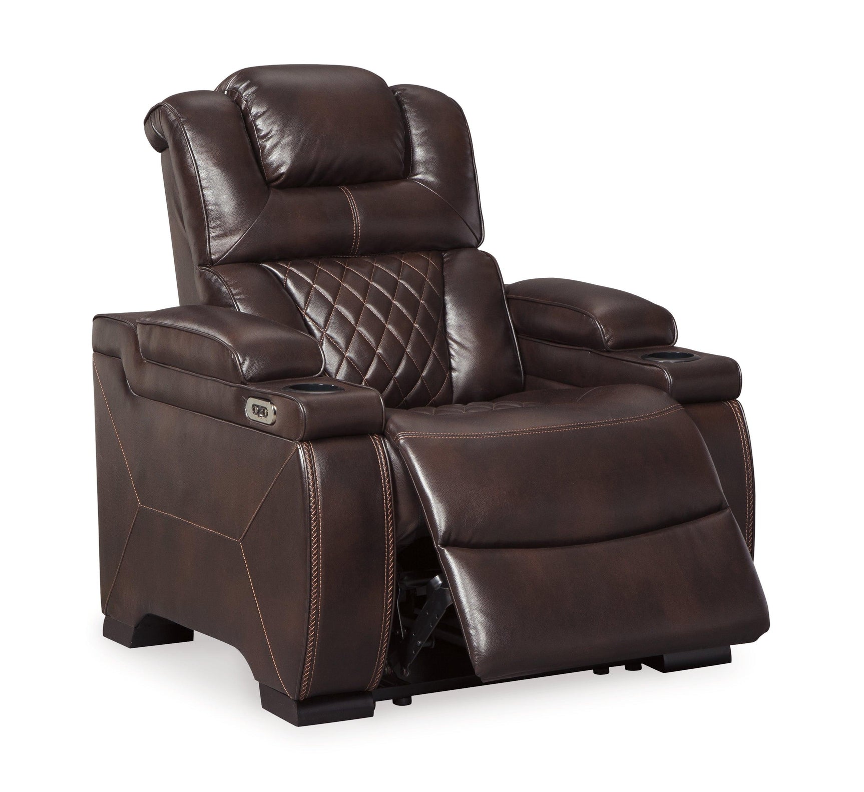 Warnerton Chocolate 3-Piece Sectional With Recliner - Ella Furniture