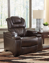 Warnerton Chocolate 3-Piece Sectional With Recliner - Ella Furniture