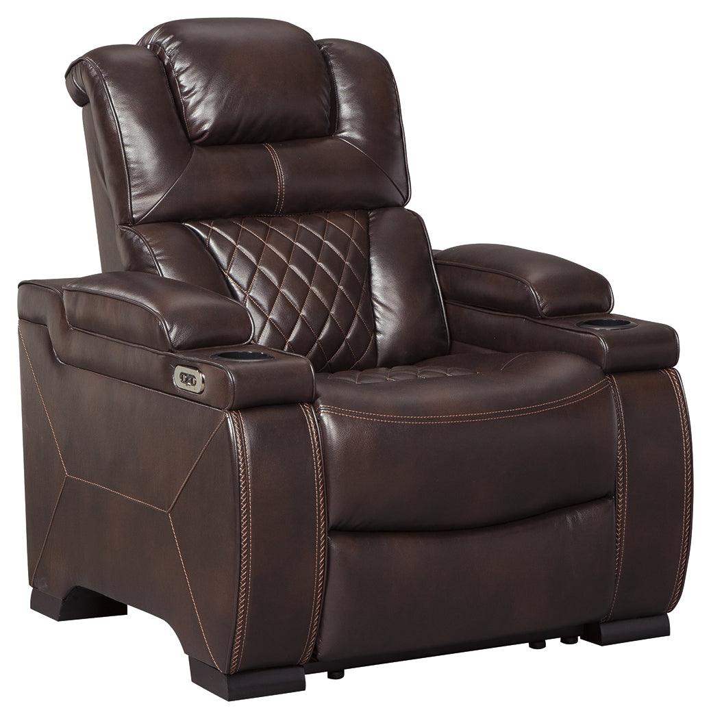 Warnerton Chocolate Sofa And Recliner - Ella Furniture