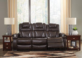 Warnerton Chocolate Sofa And Recliner - Ella Furniture