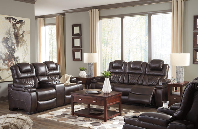 Warnerton Chocolate Sofa, Loveseat And Recliner - Ella Furniture