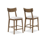 Weldon Brown Finish Rustic Fabric Seat Retro Modern Wood Counter Height Dining Room Set - Ella Furniture