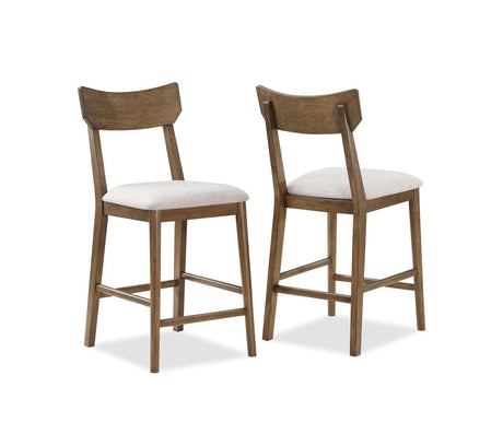 Weldon Brown Finish Rustic Fabric Seat Retro Modern Wood Counter Height Dining Room Set - Ella Furniture