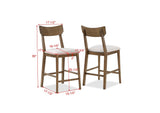 Weldon Brown Finish Rustic Fabric Seat Retro Modern Wood Counter Height Dining Room Set - Ella Furniture