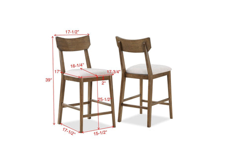 Weldon Brown Finish Rustic Fabric Seat Retro Modern Wood Counter Height Dining Room Set - Ella Furniture