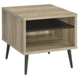 Welsh Square Engineered Wood End Table With Shelf Antique Pine And Grey 701037 - Ella Furniture