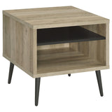Welsh Square Engineered Wood End Table With Shelf Antique Pine And Grey 701037 - Ella Furniture