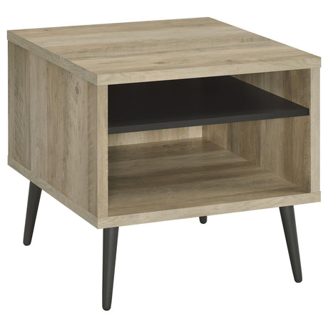 Welsh Square Engineered Wood End Table With Shelf Antique Pine And Grey 701037 - Ella Furniture