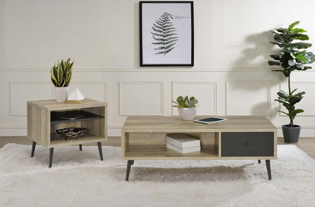 Welsh Square Engineered Wood End Table With Shelf Antique Pine And Grey 701037 - Ella Furniture