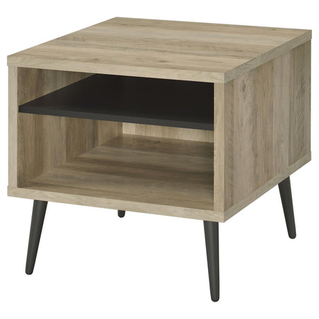 Welsh Square Engineered Wood End Table With Shelf Antique Pine And Grey 701037 - Ella Furniture