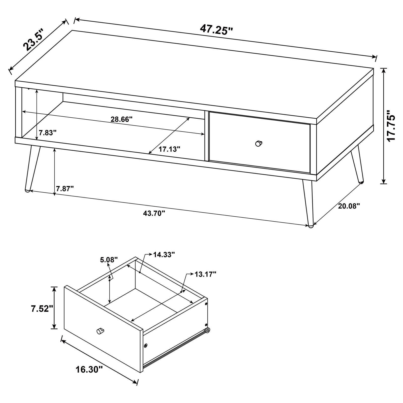 Welsh1-drawer Rectangular Engineered Wood Coffee Table With Storage Shelf Antique Pine And Grey 701038 - Ella Furniture