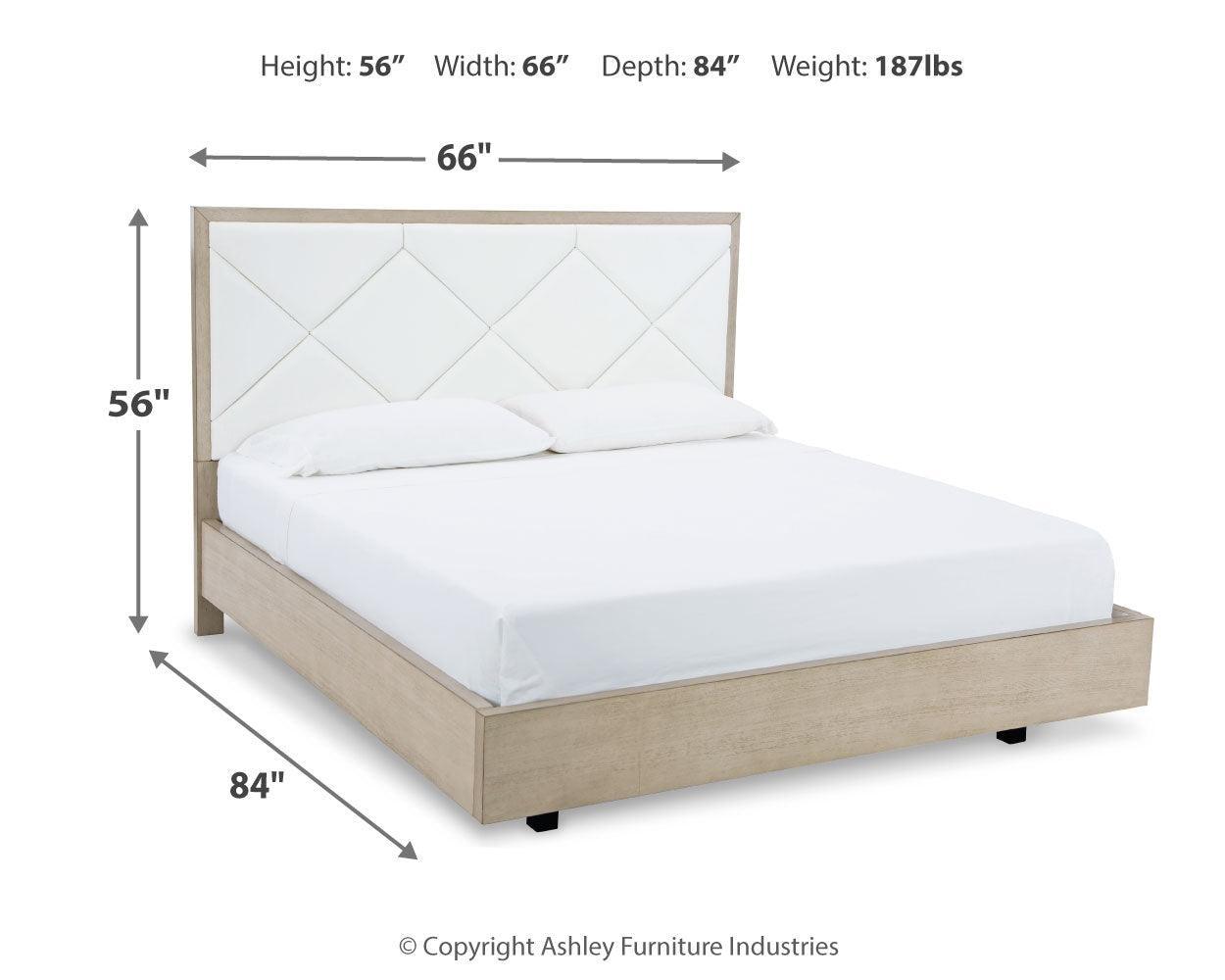 Wendora Bisque/white Upholstered Panel Bedroom Set - Ella Furniture