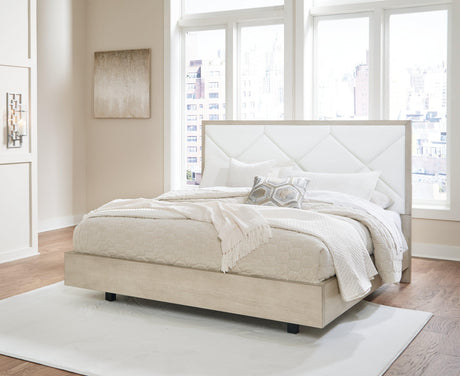 Wendora Bisque/white Upholstered Panel Bedroom Set - Ella Furniture